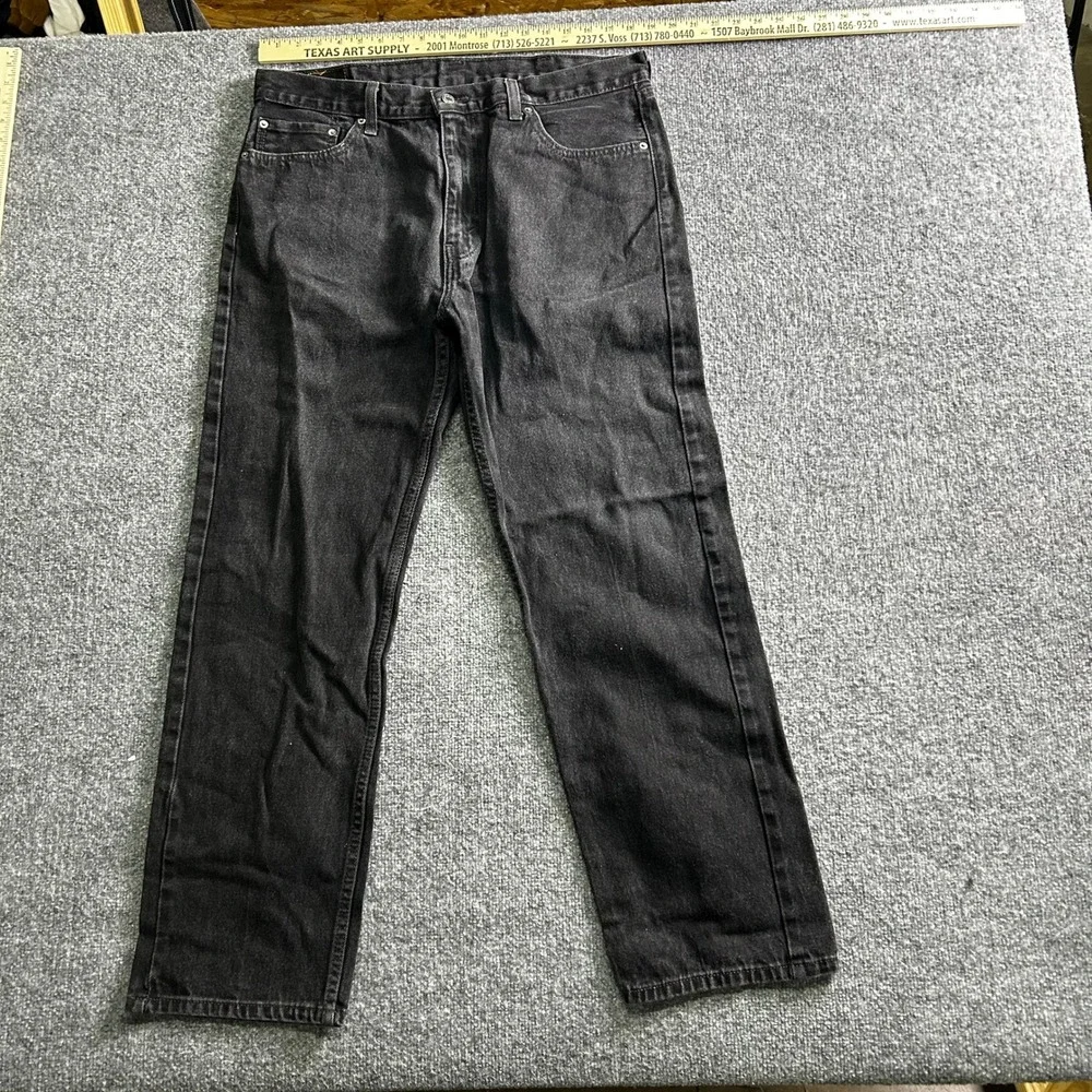 Levi's Jeans Mens Size 38 Black 505 Regular Fit Straight Leg Faded Casual Denim